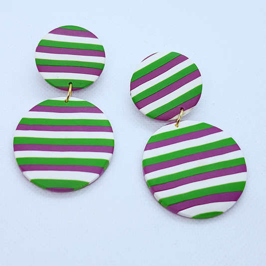 Delilah Earrings - Purple, White and Green