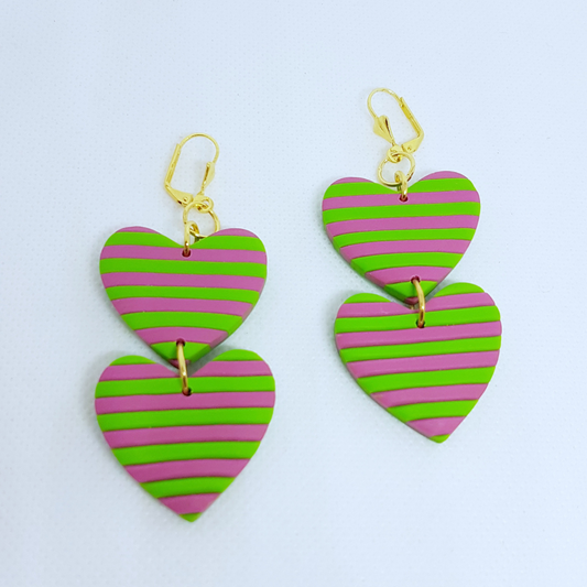 Carys Earrings - Pink and Green