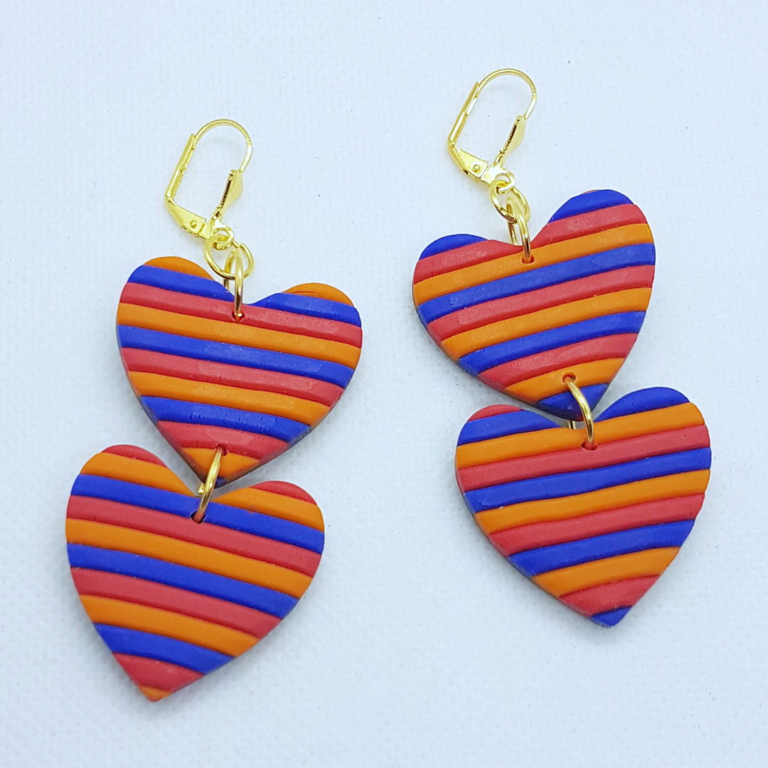 Carys Earrings - Red, Orange and Blue